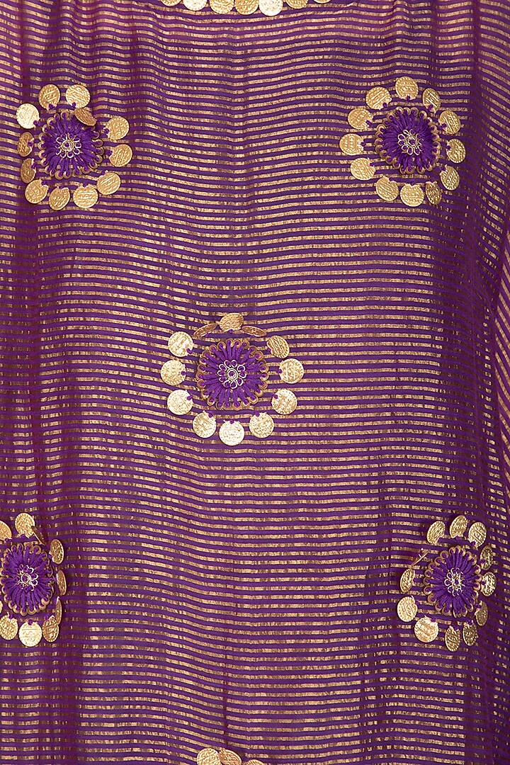 Purple Embroidered Kaftan With Golden Dhoti Pants by Kunza at Pernia's Pop Up Shop