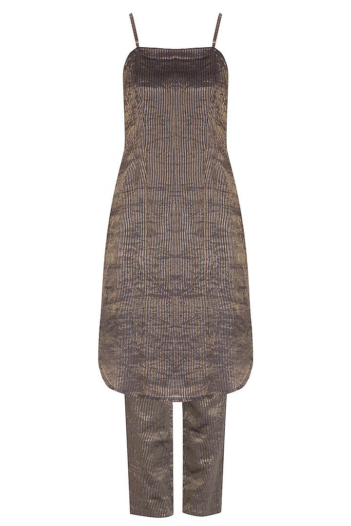 Charcoal Embroidered Kurta With Cigarette Pants by Kunza at Pernia's Pop Up Shop