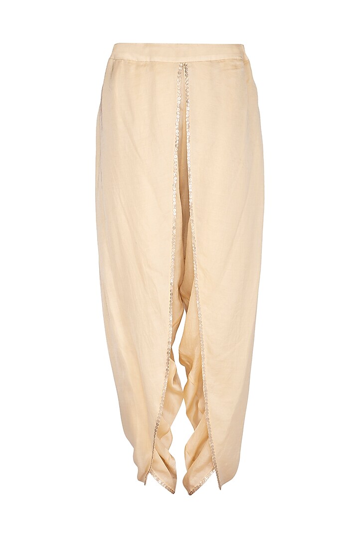 Purple Embroidered Asymmetric Tunic With Gold Dhoti Pants by Kunza at Pernia's Pop Up Shop