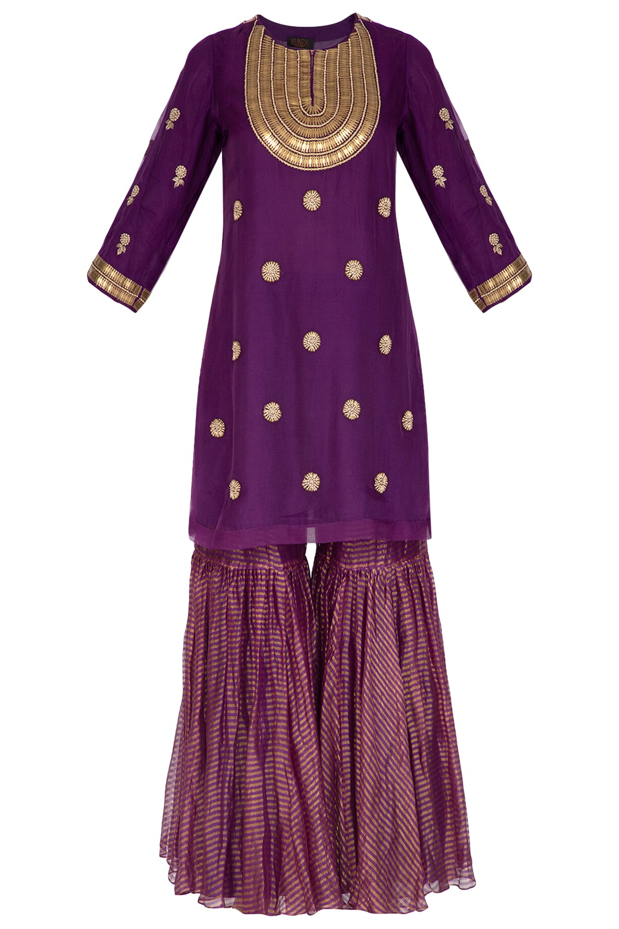 Warm Purple  Short Jacket with Gharara Set