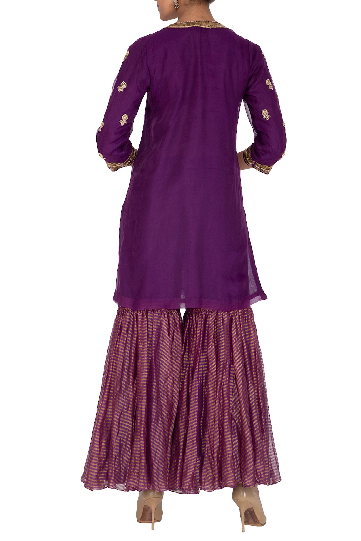 Purple Embroidered Gharara Set Design by Kunza at Pernia's Pop Up Shop 2024