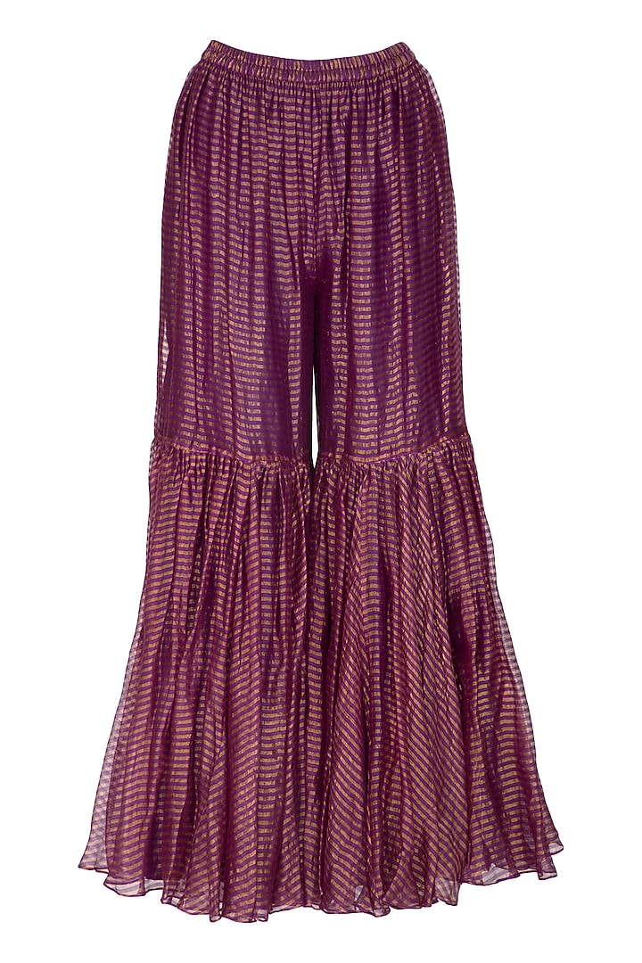 Purple Embroidered Gharara Set by Kunza at Pernia's Pop Up Shop