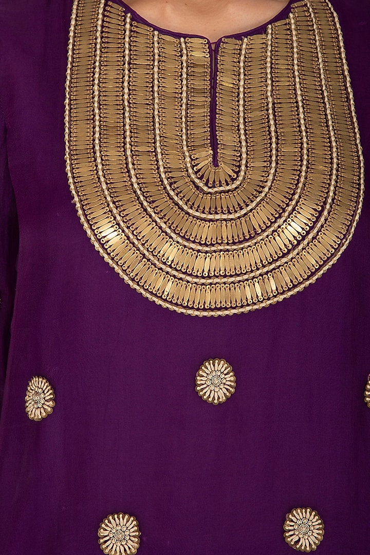 Purple Embroidered Gharara Set by Kunza at Pernia's Pop Up Shop