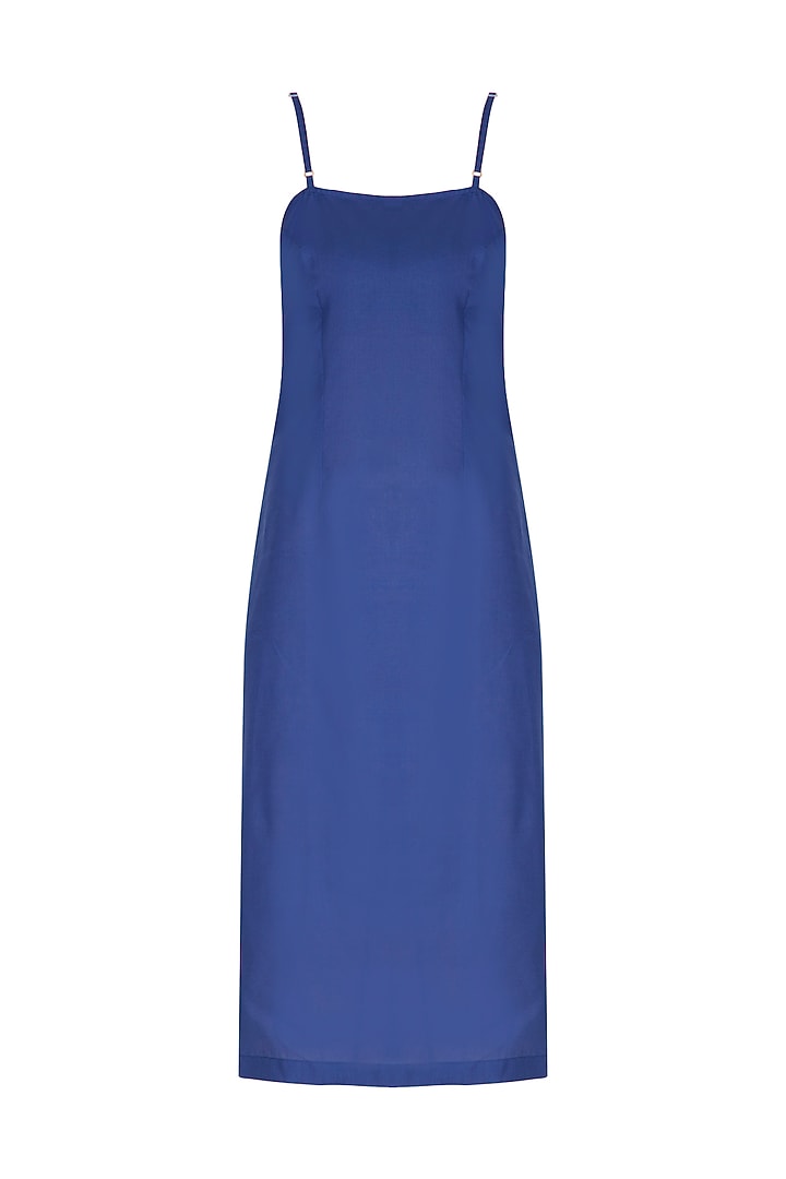 Blue Embroidered Kaftan With Golden Dhoti Pants by Kunza at Pernia's Pop Up Shop