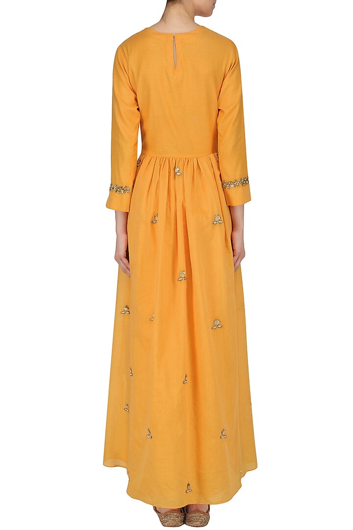 Burnt orange embroidered anarkali and palazzo pants set available only at Pernia's Pop Up Shop.