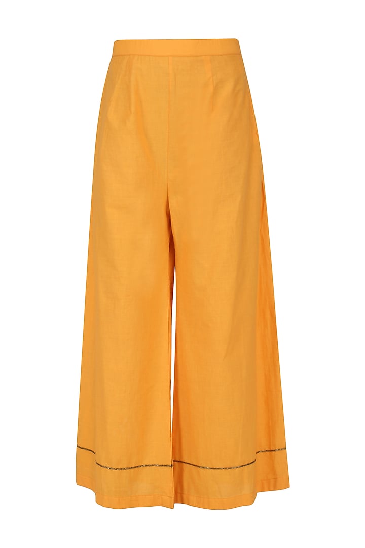 Burnt orange embroidered anarkali and palazzo pants set available only at Pernia's Pop Up Shop.