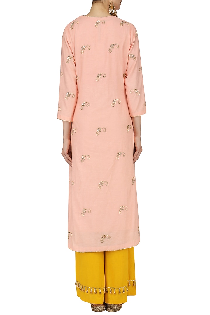 Blush pink embroidered kurta and palazzo pants set available only at Pernia's Pop Up Shop.