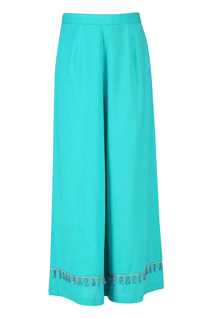 Ice blue embroidered kurta and palazzo pants set available only at Pernia's Pop Up Shop.