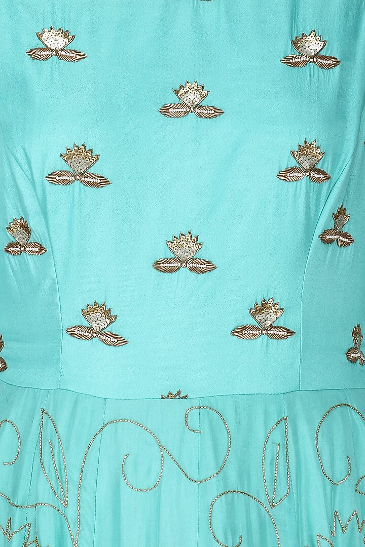 Ice blue embroidered anarkali set available only at Pernia's Pop Up Shop.
