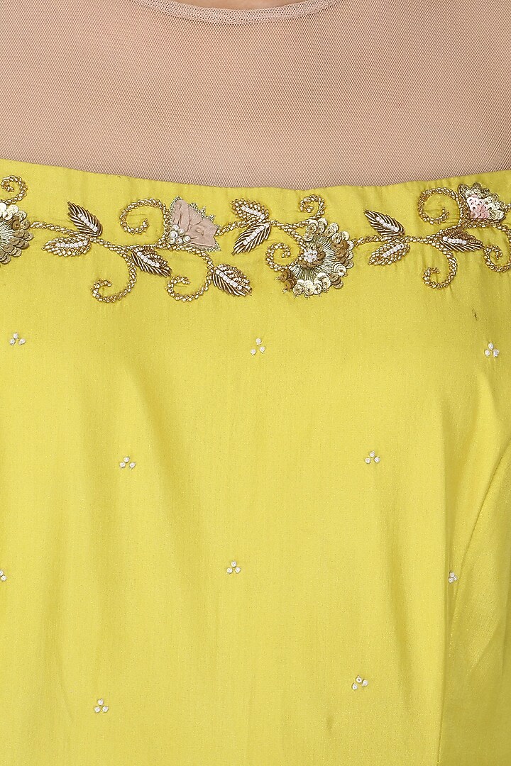Yellow embroidered anarkali available only at Pernia's Pop Up Shop.