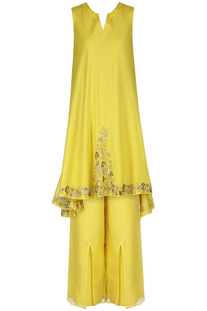 Yellow embroidered tunic with pants available only at Pernia's Pop Up Shop.