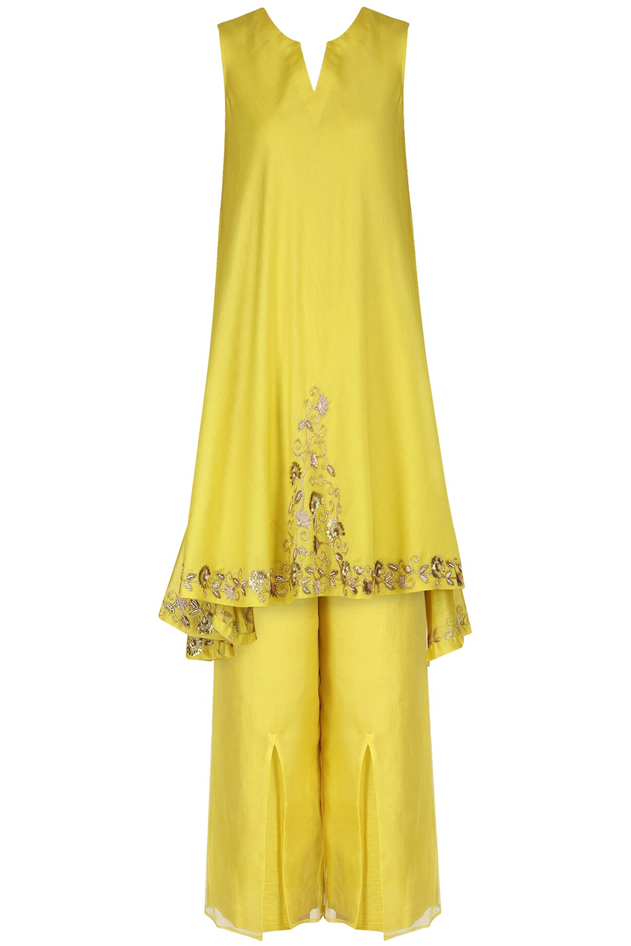 Women'S Yellow Embroidered Detail Tunic main image 1