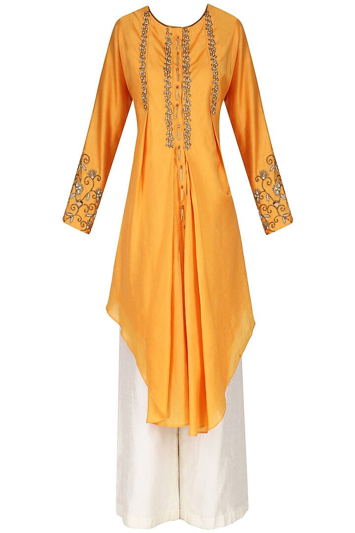 Burnt orange embroidered tunic with palazzo pants available only at Pernia's Pop Up Shop.