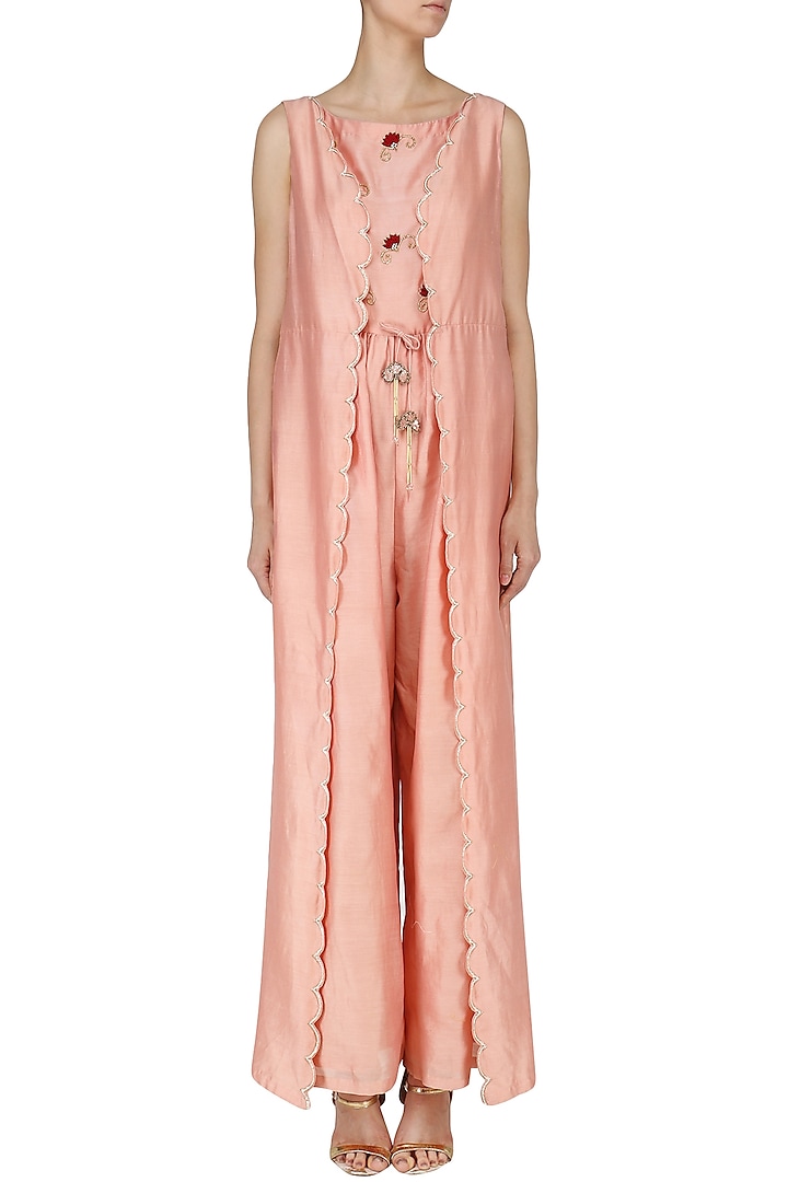 Blush pink embroidered jumpsuit available only at Pernia's Pop Up Shop ...