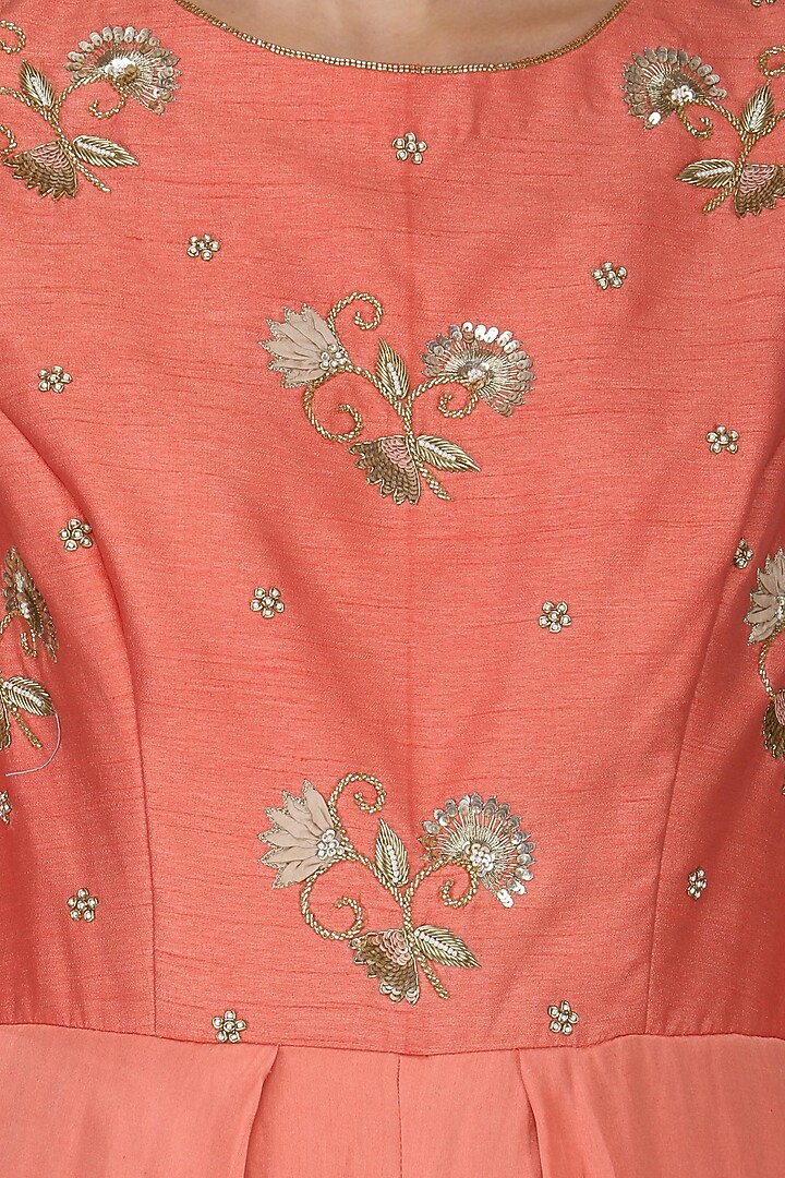 Carrot red embroidered jumpsuit available only at Pernia's Pop Up Shop.