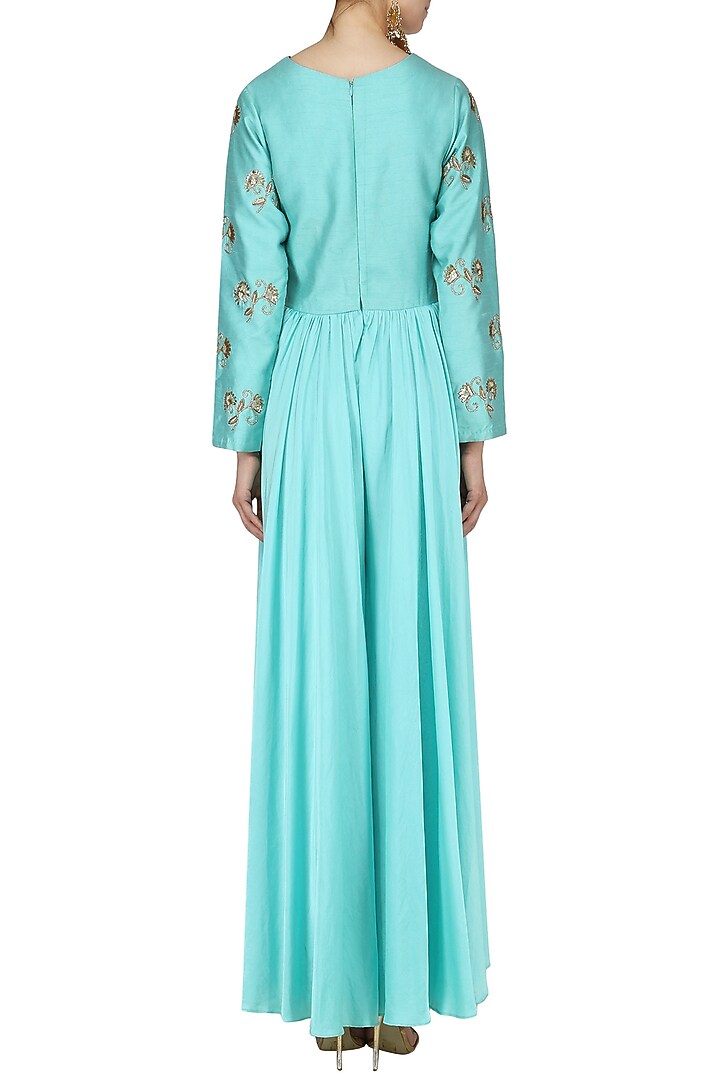 Ice blue embroidered jumpsuit available only at Pernia's Pop Up Shop.