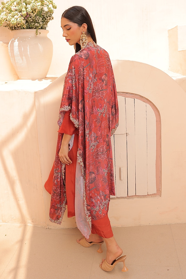 Rust Crepe Hand Embellished Tunic Set by Label Astha Chhabra at Pernia's Pop Up Shop