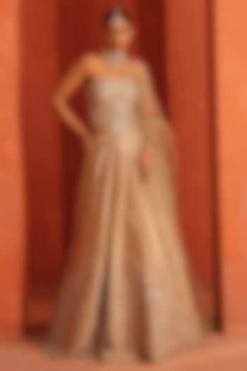 Gold Banarasi Silk Embroidered Wedding Lehenga Set by Label Astha Chhabra at Pernia's Pop Up Shop