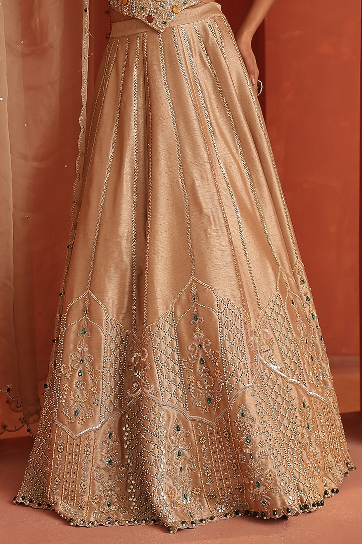 Gold Banarasi Silk Embroidered Wedding Lehenga Set by Label Astha Chhabra at Pernia's Pop Up Shop