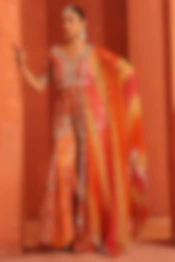 Orange Organza Embroidered Wedding Sharara Set by Label Astha Chhabra at Pernia's Pop Up Shop