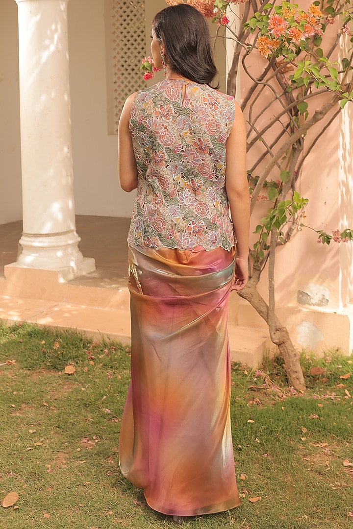 Copper Organza Draped Skirt Set by Label Astha Chhabra at Pernia's Pop Up Shop