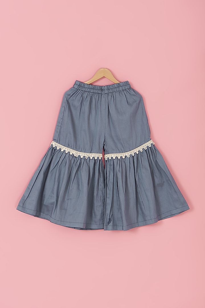 Grey Cotton Silk Sharara Set For Girls by Laado at Pernia's Pop Up Shop