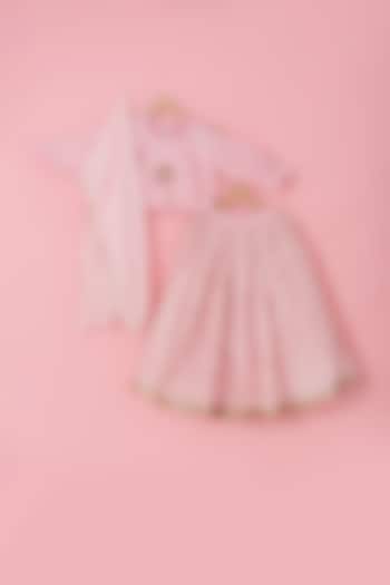 Baby Pink Chanderi Lehenga Set For Girls by Laado