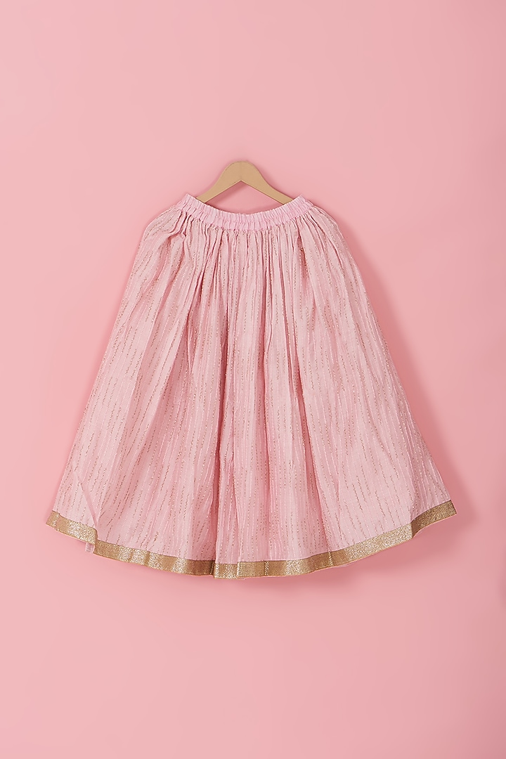 Baby Pink Chanderi Lehenga Set For Girls by Laado at Pernia's Pop Up Shop