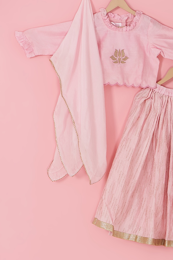 Baby Pink Chanderi Lehenga Set For Girls by Laado at Pernia's Pop Up Shop