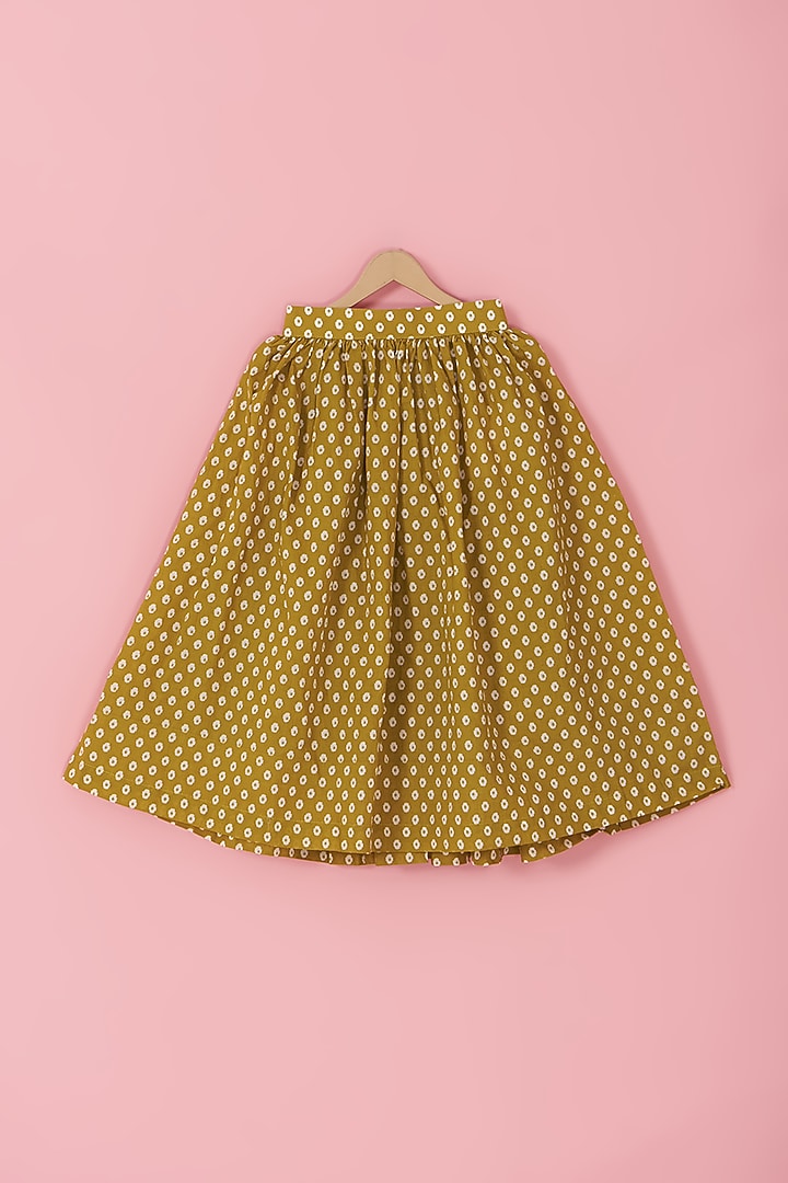 Mustard Cotton Floral Printed Skirt Set For Girls by Laado at Pernia's Pop Up Shop