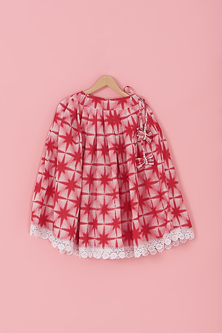 Red Cotton Tie-Dyed Skirt Set For Girls by Laado at Pernia's Pop Up Shop