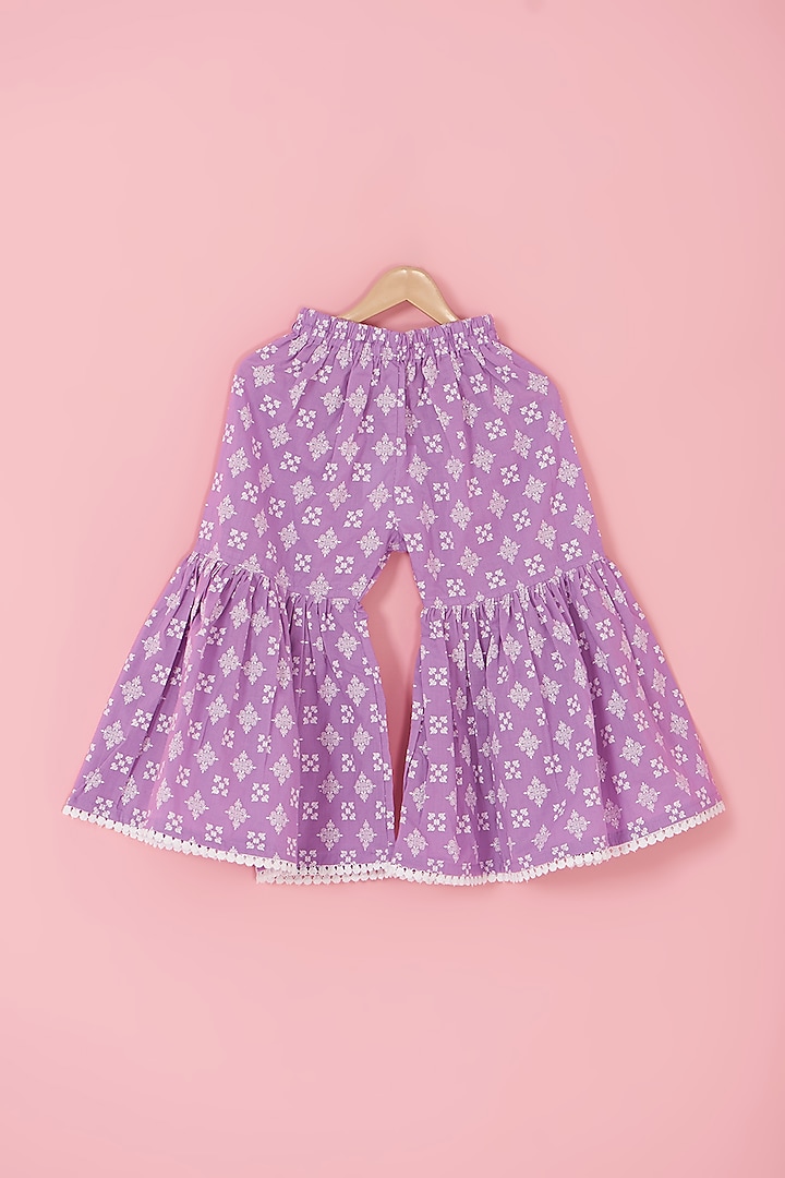 Purple Cotton Printed Sharara Set For Girls by Laado at Pernia's Pop Up Shop