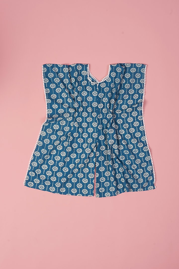 Blue Cotton Printed Jumpsuit For Girls by Laado at Pernia's Pop Up Shop