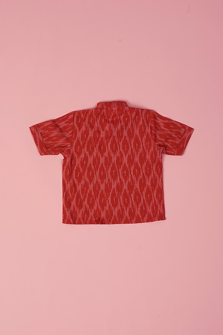 Red Cotton Ikat Printed Shirt For Boys by Laado at Pernia's Pop Up Shop