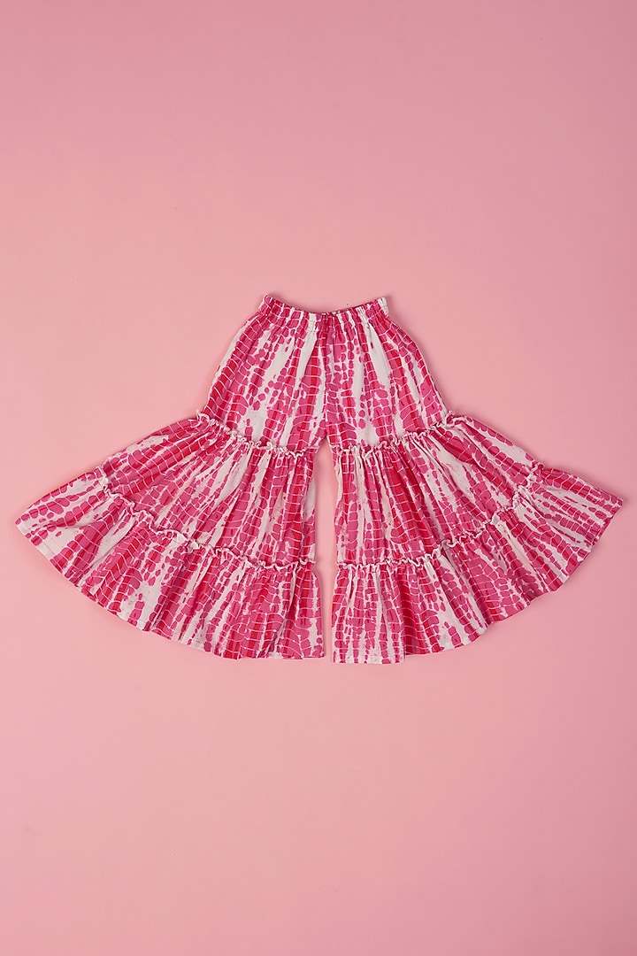 Pink Cotton Tie-Dyed Sharara Set For Girls by Laado at Pernia's Pop Up Shop