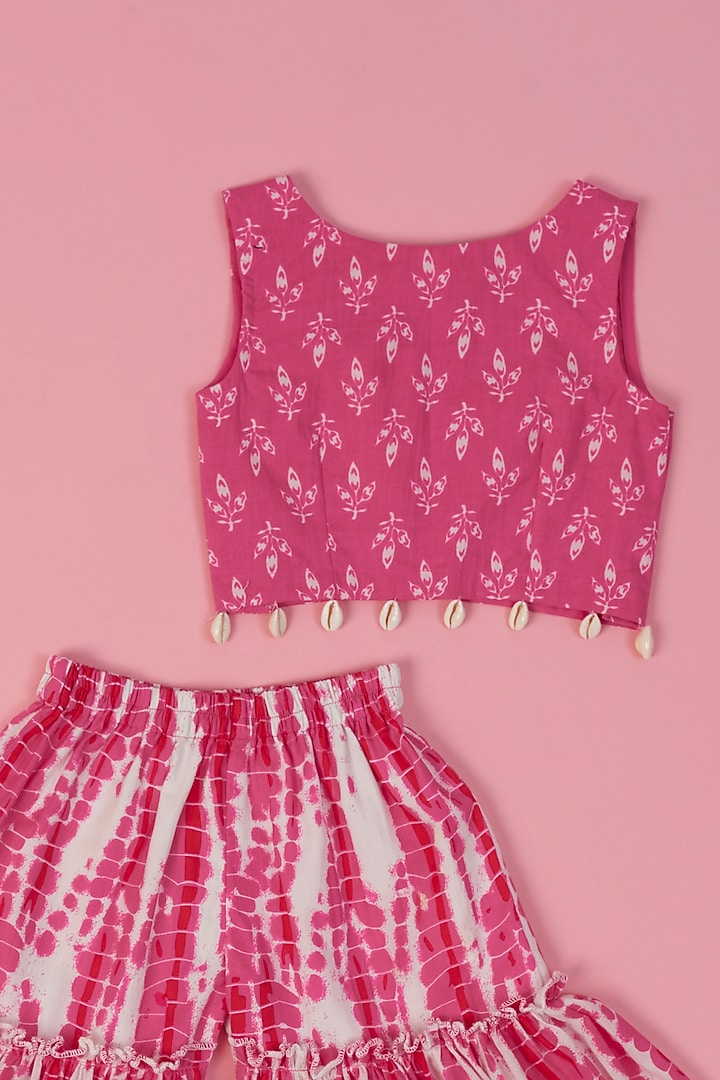 Pink Cotton Tie-Dyed Sharara Set For Girls by Laado at Pernia's Pop Up Shop