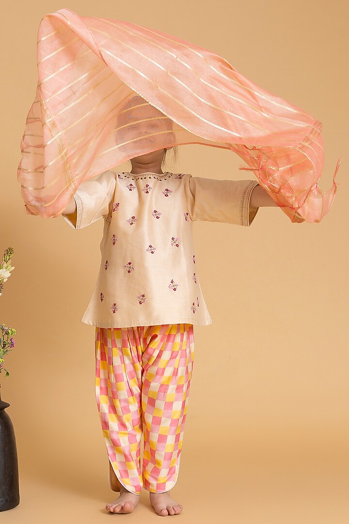 Champion Blush Silk Chanderi Embroidered Kurta Set by LAAD In Every Touch at Pernia's Pop Up Shop