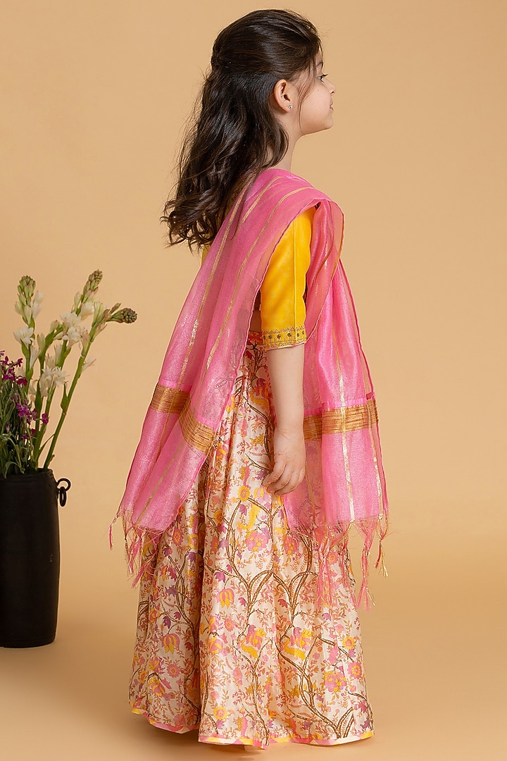 Maize Silk Chanderi Printed Lehenga Set For Girls by LAAD In Every Touch at Pernia's Pop Up Shop