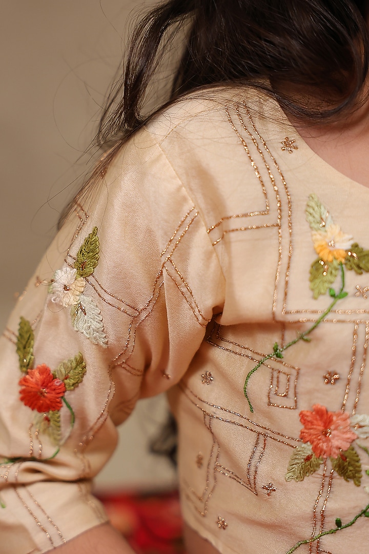 Deep Red Silk Chanderi Printed Lehenga Set For Girls by LAAD In Every Touch at Pernia's Pop Up Shop
