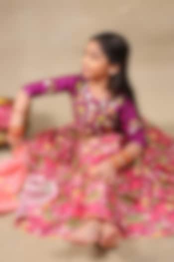 Pink Silk Chanderi Printed Lehenga Set For Girls by LAAD In Every Touch at Pernia's Pop Up Shop