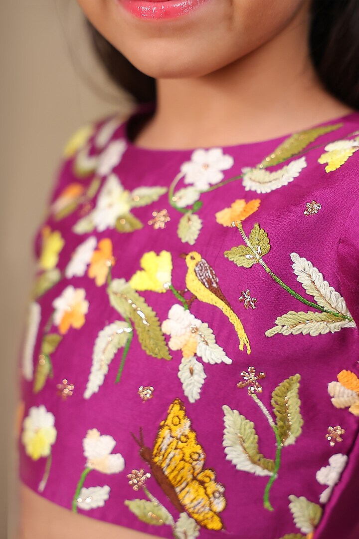 Pink Silk Chanderi Printed Lehenga Set For Girls by LAAD In Every Touch at Pernia's Pop Up Shop