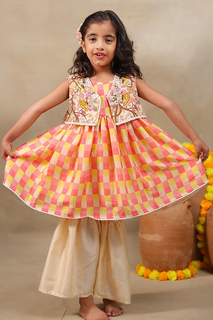 Champion Gold Silk Chanderi Sharara Set For Girls by LAAD In Every Touch at Pernia's Pop Up Shop