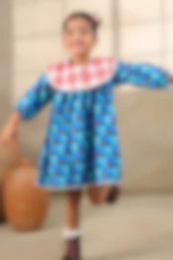 Blue Silk Chanderi Bell Dress For Girls by LAAD In Every Touch at Pernia's Pop Up Shop