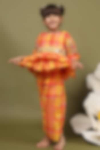 Twilight Orange Cotton Lurex Co-Ord Set For Girls by LAAD In Every Touch at Pernia's Pop Up Shop