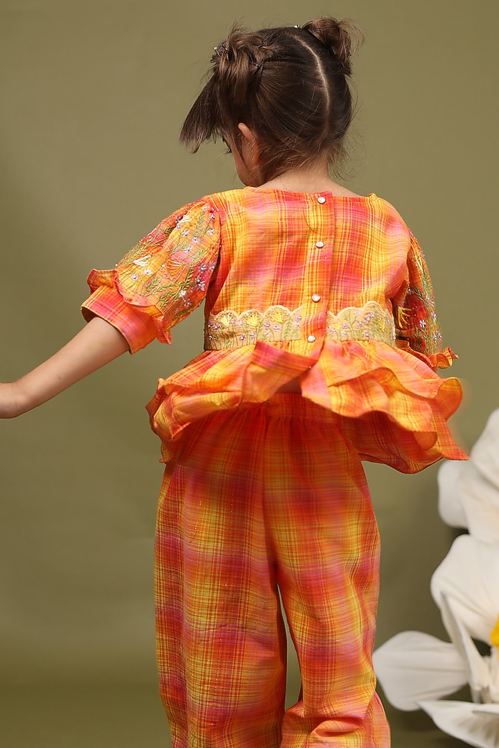 Twilight Orange Cotton Lurex Co-Ord Set For Girls by LAAD In Every Touch at Pernia's Pop Up Shop