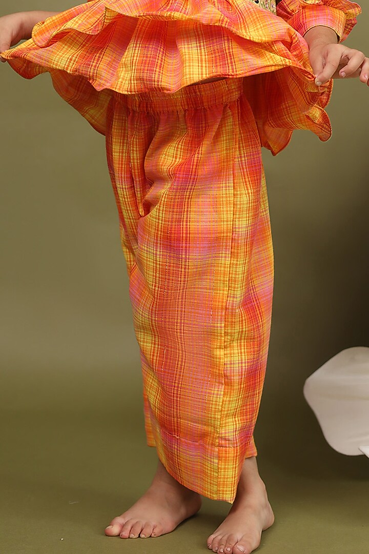 Twilight Orange Cotton Lurex Co-Ord Set For Girls by LAAD In Every Touch at Pernia's Pop Up Shop