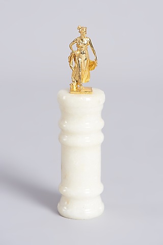 Glossy Gold Plated Dancing Girl Sculpture In Sterling Silver by  La Belle Vie (LBV)