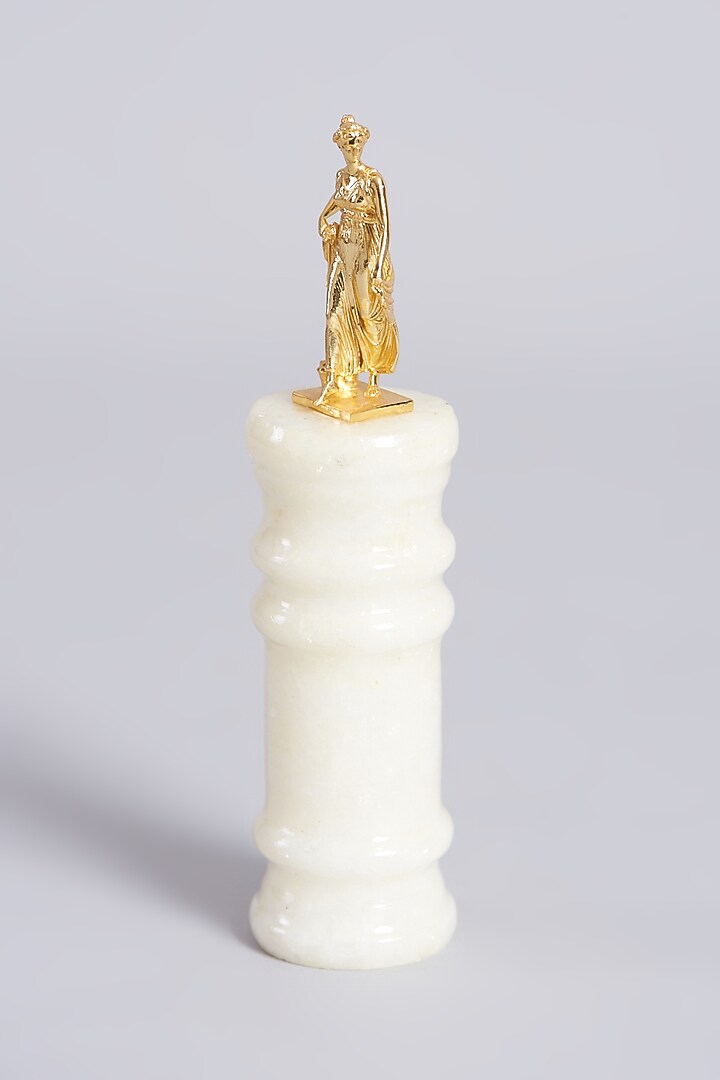Glossy Gold Plated Dancing Girl Sculpture In Sterling Silver by  La Belle Vie (LBV) at Pernia's Pop Up Shop