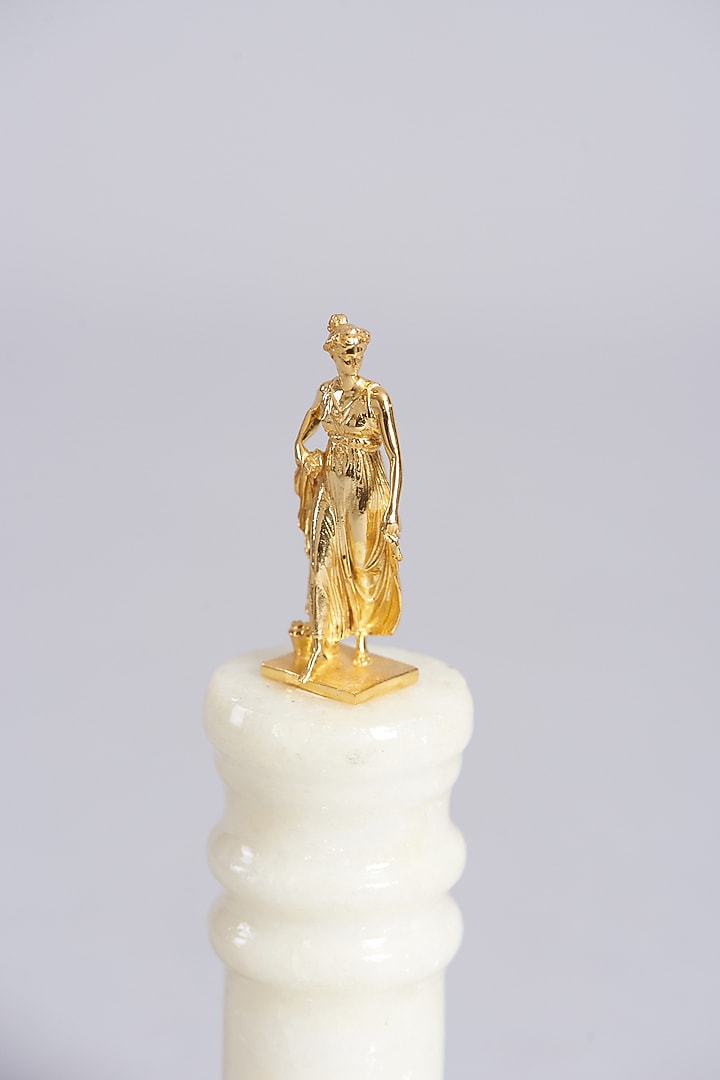 Glossy Gold Plated Dancing Girl Sculpture In Sterling Silver by  La Belle Vie (LBV) at Pernia's Pop Up Shop