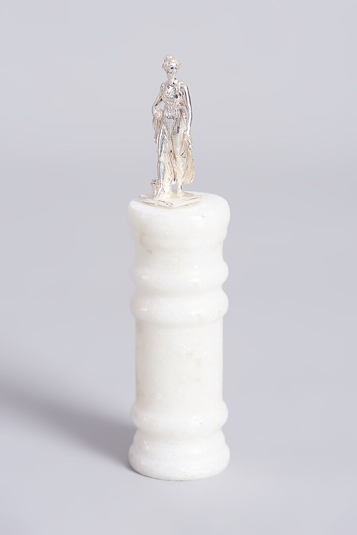 White Rhodium Finish Dancing Girl Sculpture In Sterling Silver by  La Belle Vie (LBV) at Pernia's Pop Up Shop